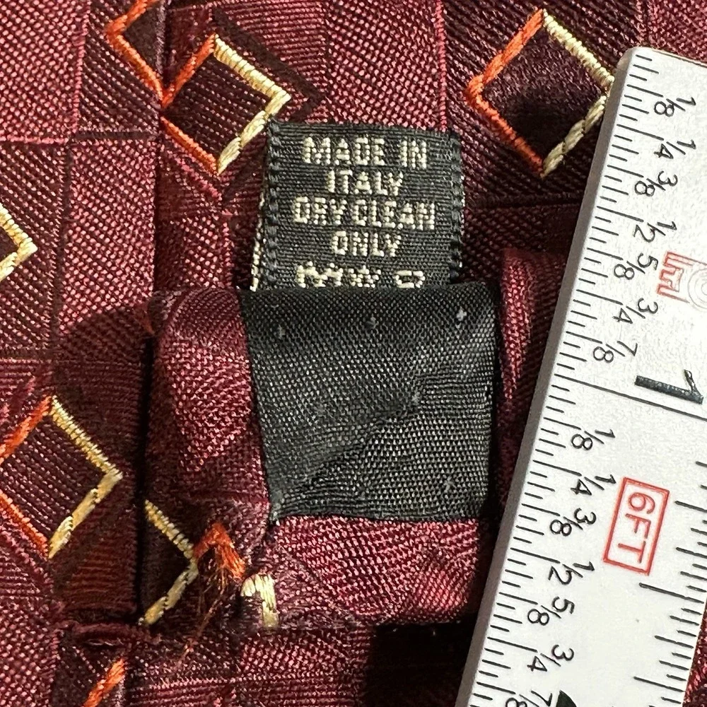 Mark Pendleton‎ for Nordstrom Burgundy Silk Tie Made in Italy Geometric